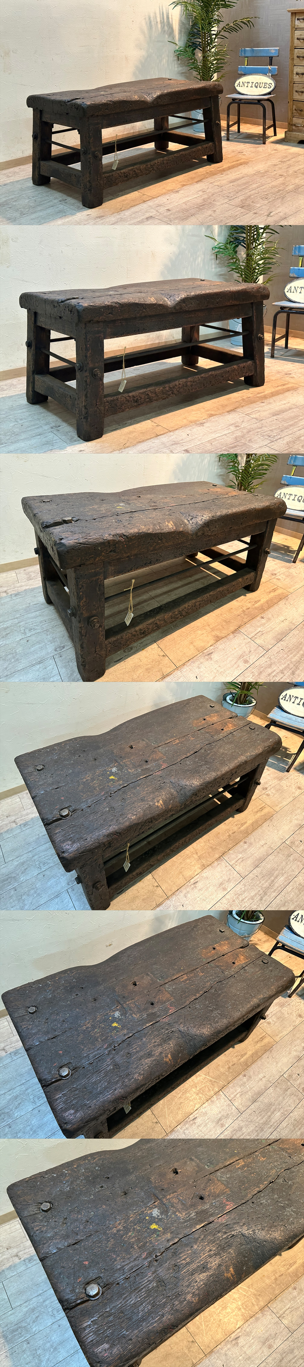 分厚さ8㎝ 本場イギリスの鍛冶屋テーブル 約40万円 古材 英国