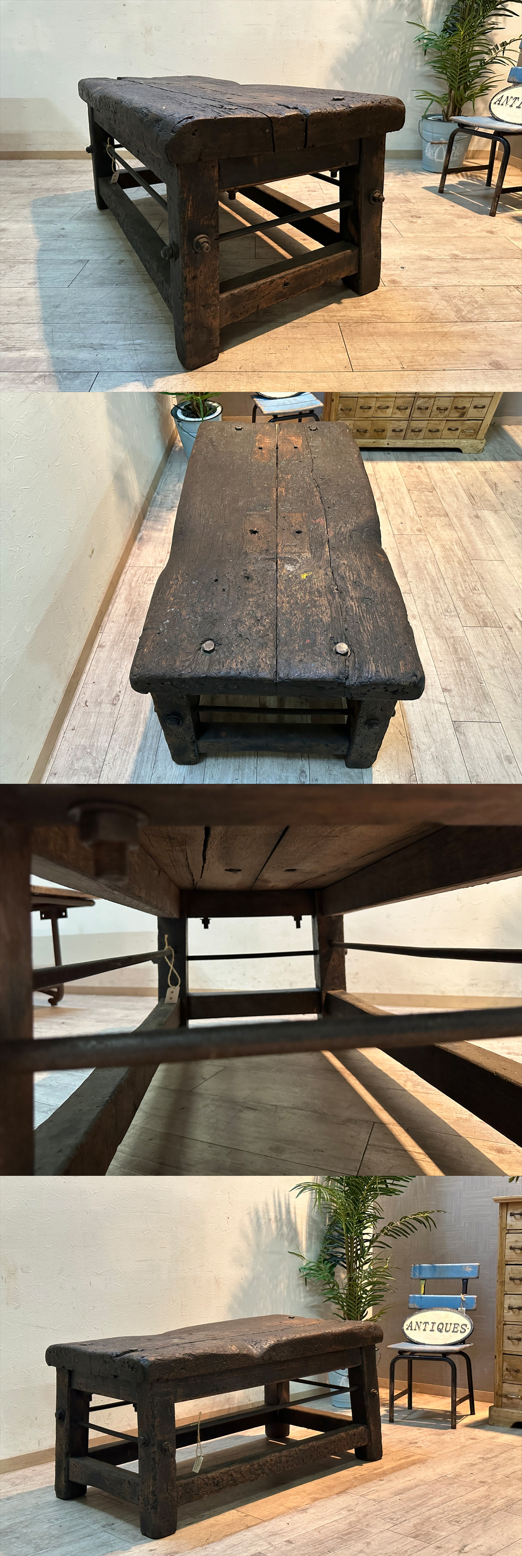 分厚さ8㎝ 本場イギリスの鍛冶屋テーブル 約40万円 古材 英国